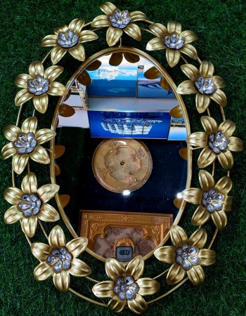 Large Oval Mirror Wall Mounted Glass Vanity Make Up  Metal