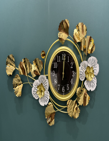 Modern Metal Wall Clock with 3D Creative Ginkgo Leaf Design - Home Decor and Kitchen Gift