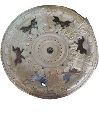 Intricate Circular Decorative Element Center panel ceiling white Round