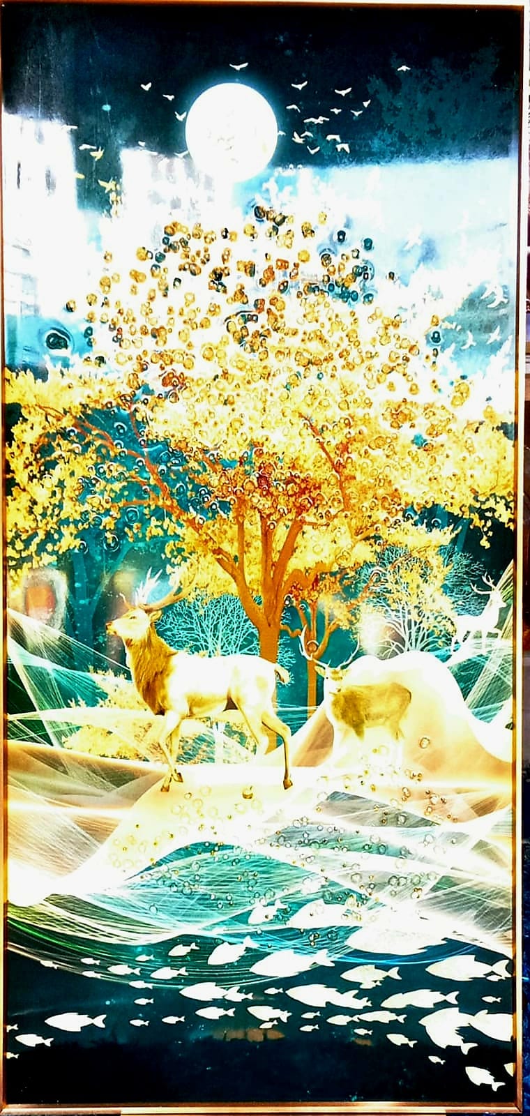 Enchanted forest night scene canvas