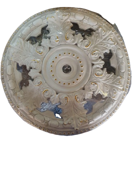 Intricate Circular Decorative Element Center panel ceiling white Round