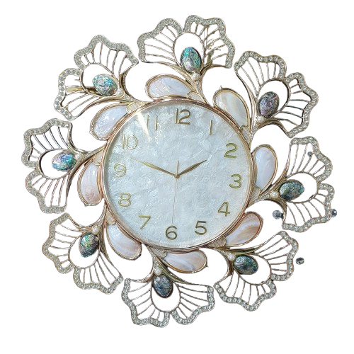 European Wall Clock Living Room Decoration Large Luxury Wall Clocks Shell Crystal Home Decor Digital Silent Large Watch