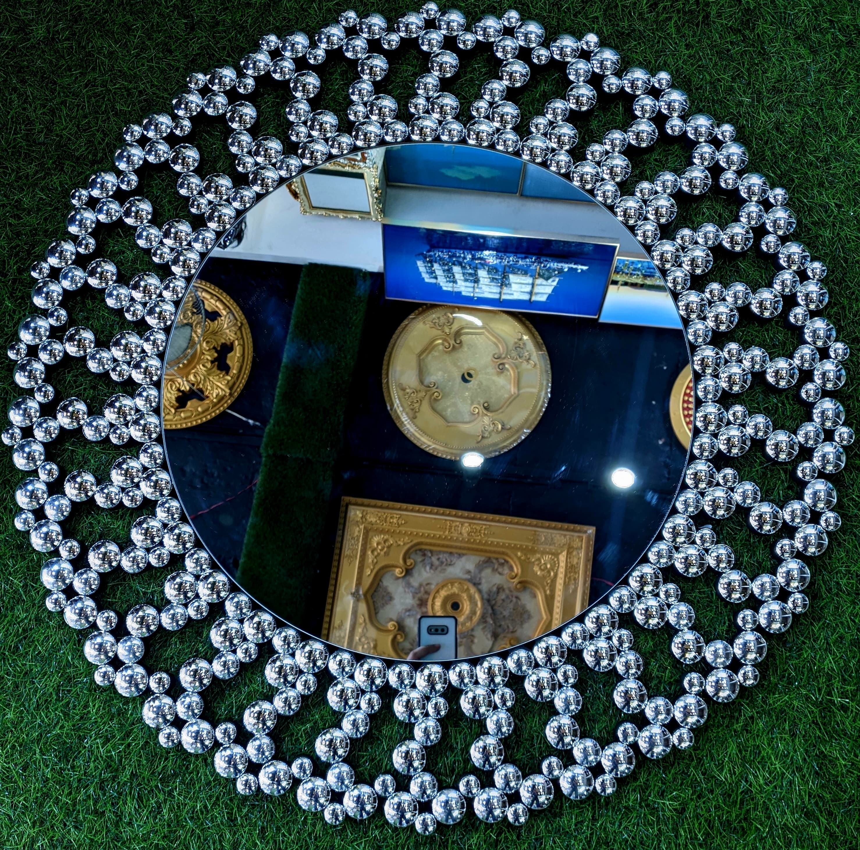 Large Round Mirror Wall Mounted Glass Vanity Make Up Stone