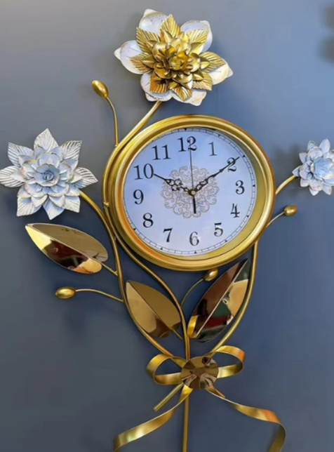 Modern Metal Wall Clock with 3D Creative Ginkgo Leaf Design - Home Decor and Kitchen Gift